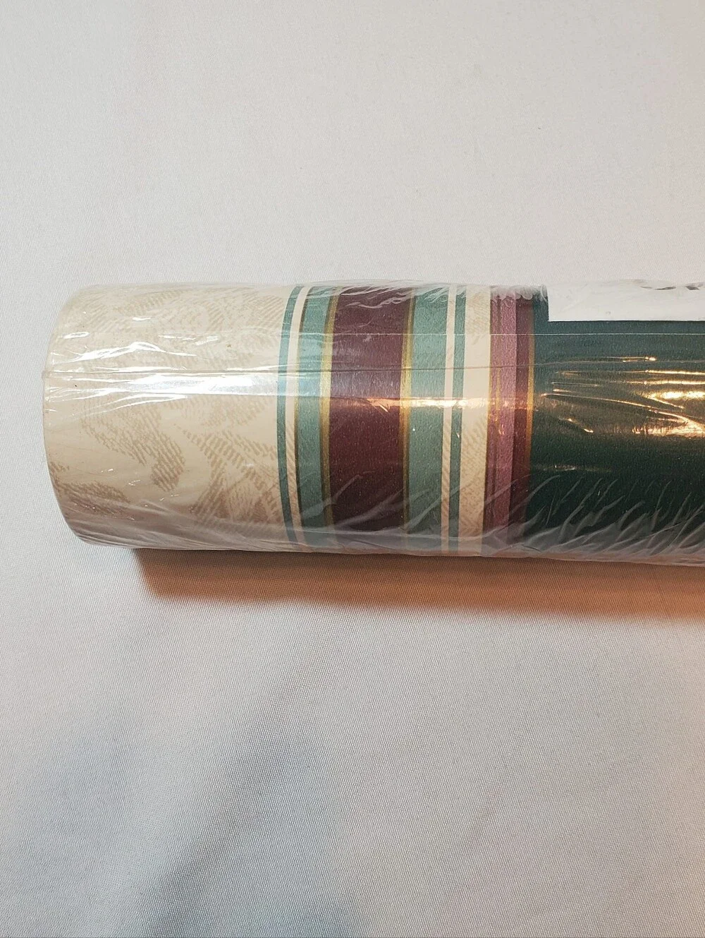 Shelbourne Vtg Striped Green Cream Wallpaper Double Roll 56.37 Sq Ft, Lot Of 3